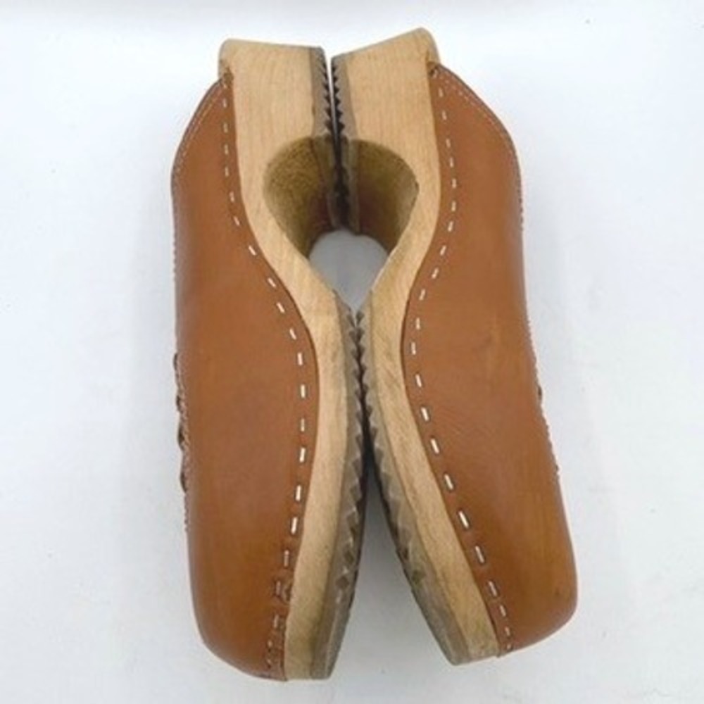 MIA Swedish Clogs Women 40 Leather Mules Tan Hippie Cottage Boho Retro Festival - Picture 5 of 7